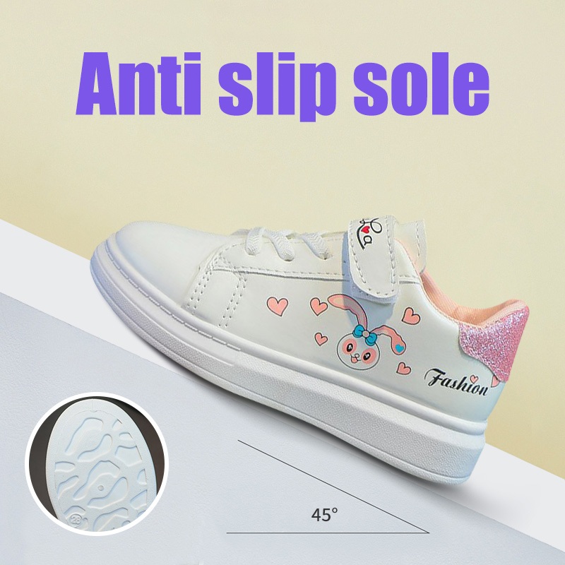 [Local Shipping]รองเท้ากีฬาเด็กสีขาว สำหรับเด็กอายุ 6-12ปีด้านยางกันลื่น ระบายอากาศได้ดี เด็กผู้หญิง - รูปที่ 5