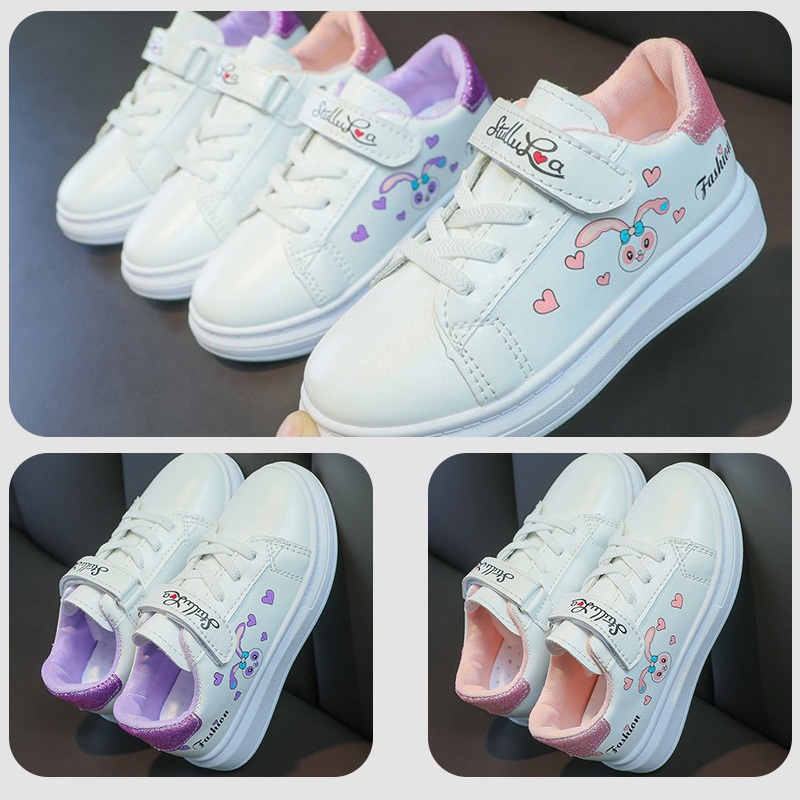 [Local Shipping]รองเท้ากีฬาเด็กสีขาว สำหรับเด็กอายุ 6-12ปีด้านยางกันลื่น ระบายอากาศได้ดี เด็กผู้หญิง - รูปที่ 3