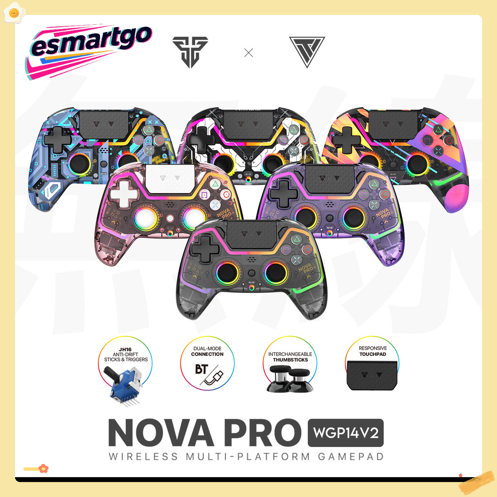 ​​เกมแพดไร้สาย FANTECH NOVA PRO WGP14 V2 | พร้อมจอยสติ๊ก Hall Effect & ทรัมเปอร์ระบบสัมผัส | ใช้งานก