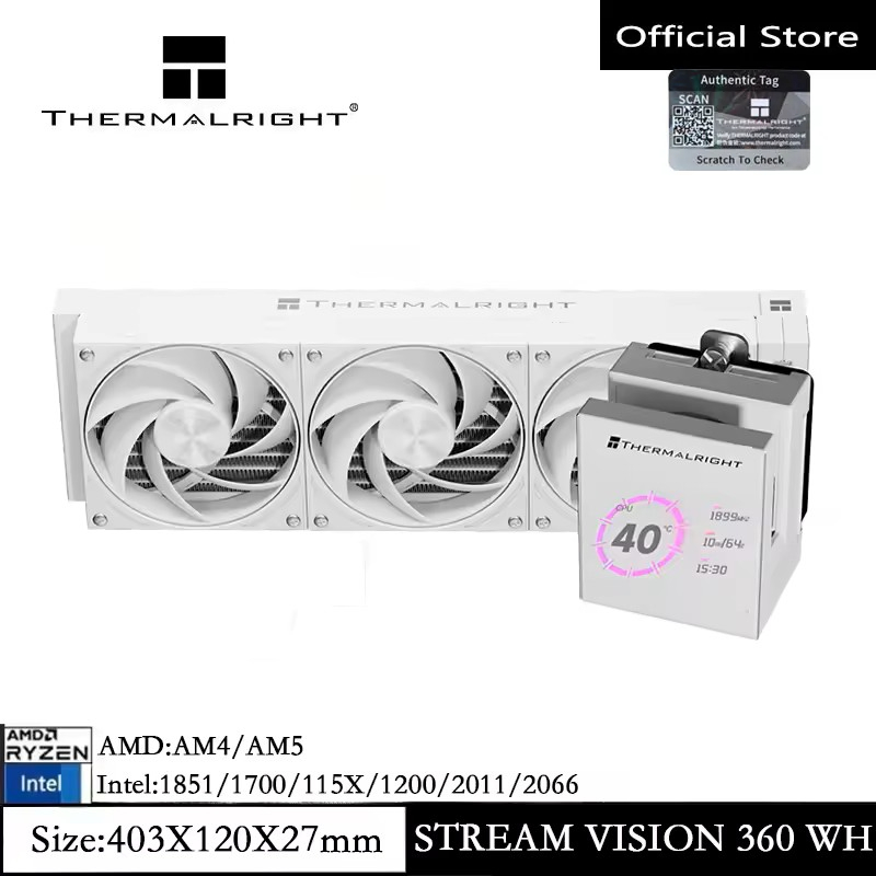Thermalright Stream Vision 360 CPU Water Cooler หม้อน้ําแม่เหล็ก 3.5 นิ้ว 680x480 ความละเอียด DIY หน้าจอ LCD CPU Cooler สําหรับ AM4/AM5 Intel lga1700/1851