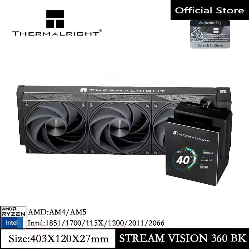 Thermalright Stream Vision 360 CPU Water Cooler หม้อน้ําแม่เหล็ก 3.5 นิ้ว 680x480 ความละเอียด DIY หน