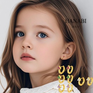 HANABI Diamond Flower Hoop Earring for Baby Girl, Gold Hypoallergenic Small Stud Earrings Do Not Fade Jewelry