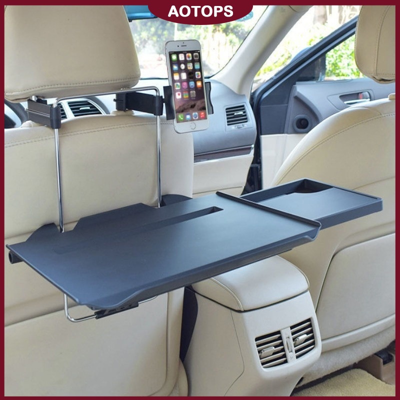 AOTOPS โต๊ะขนาดเล็กในรถยนต์, โต๊ะรับประทานอาหารในรถยนต์ด้านหลัง, โต๊ะรับประทานอาหารคอมพิวเตอร์แบบพับได้, โต๊ะเรียนเครื่องดื่ม, ขาตั้งคอมพิวเตอร์, ขาตั้งโน๊ตบุ๊ค