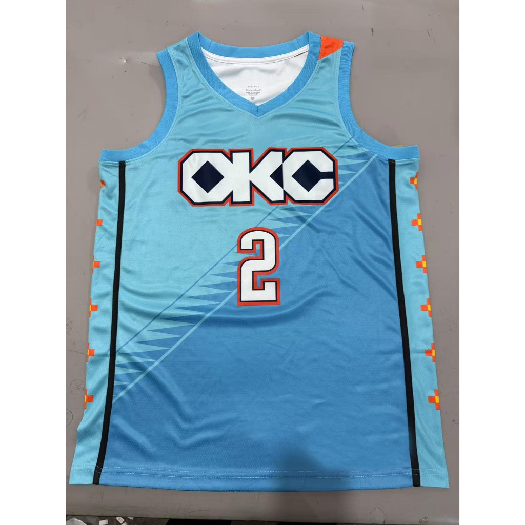 Hot Press Custom Jersey Mens Jalen Williams/Chet Holmgren/Shai Gilgeous-Alexander Blue Swingman Jers