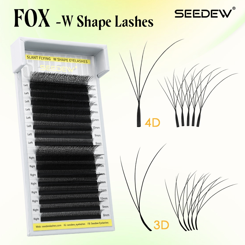 SEEDEW Fox ขนตาปลอม 3d 4d 5d ขนตาปลอม foxy eye Fluffy W-Shaped Wispy Faux Eyelashes Cat Eye Lashes
