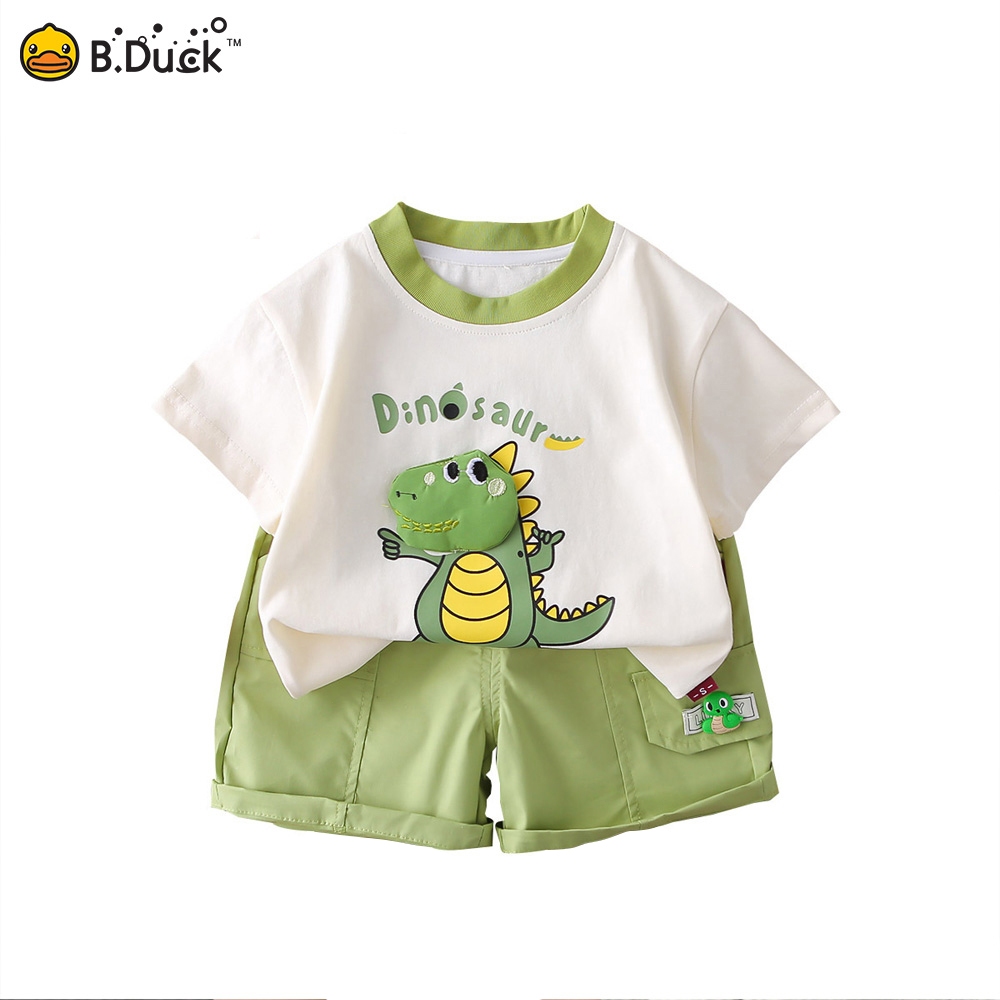 【ใหม่】B.Duck ชุดเซ็ตเด็ก ลายไดโนเสาร์ สำหรับเด็กชายหญิง อายุ 1-6 ปี