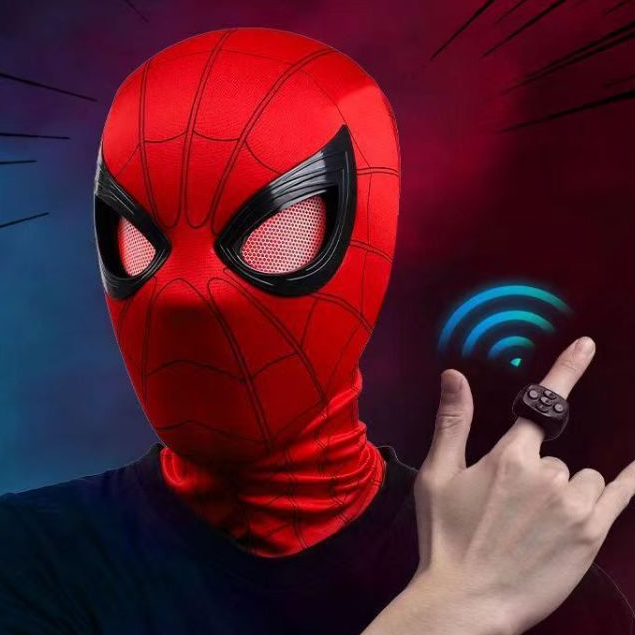 หน้ากากคอสเพลย์ Marvel Spider-Man: ดวงตาไฟฟ้าแบบมีไฟพร้อมฟังก์ชั่นกะพริบ | หมวกคลุมศีรษะแบบเต็มศีรษะของขวัญชาร์จ USB