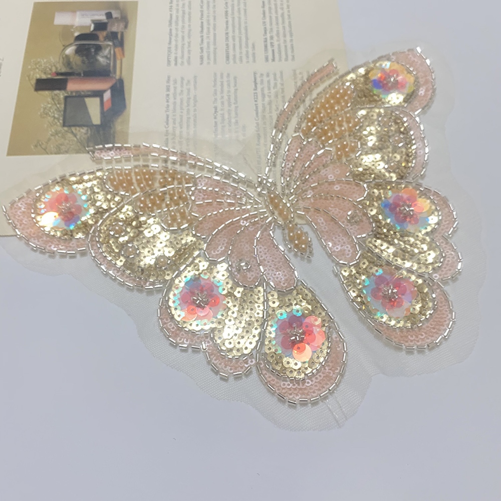 1 PC เย็บปักถักร้อยผีเสื้อลูกไม้ Appliques Patch สําหรับชุดแต่งงานซ่อมหัตถกรรม