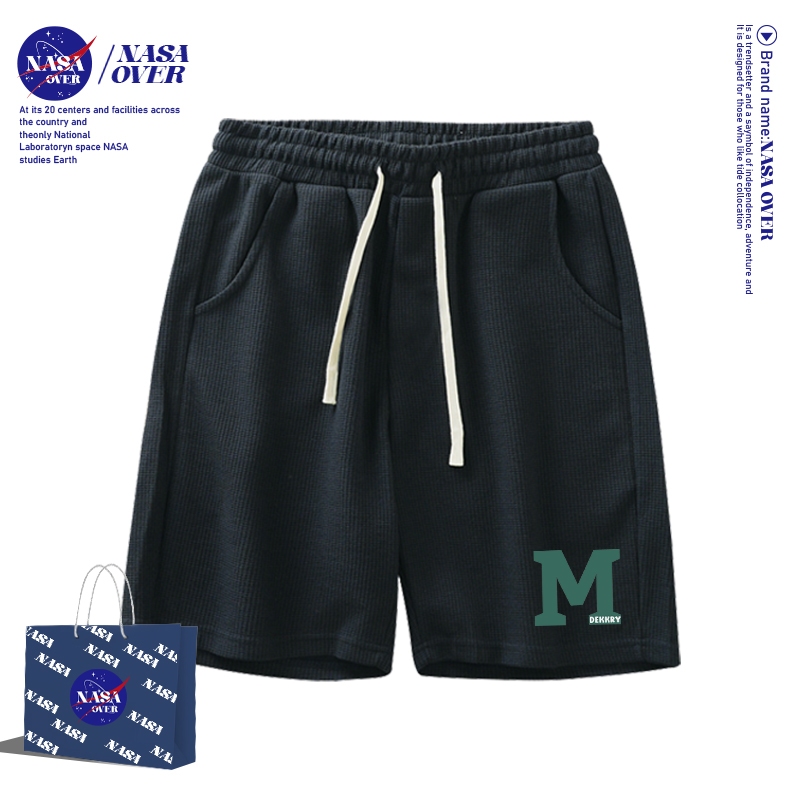 【พร้อมส่ง】 NASA ทรงโอเวอร์ไซส์ ลำลอง กางเกงขาสั้น ใส่ได้ทั้งชายหญิง ลายสีเขียว กางเกงขาสั้นห้าส่วนYG1748