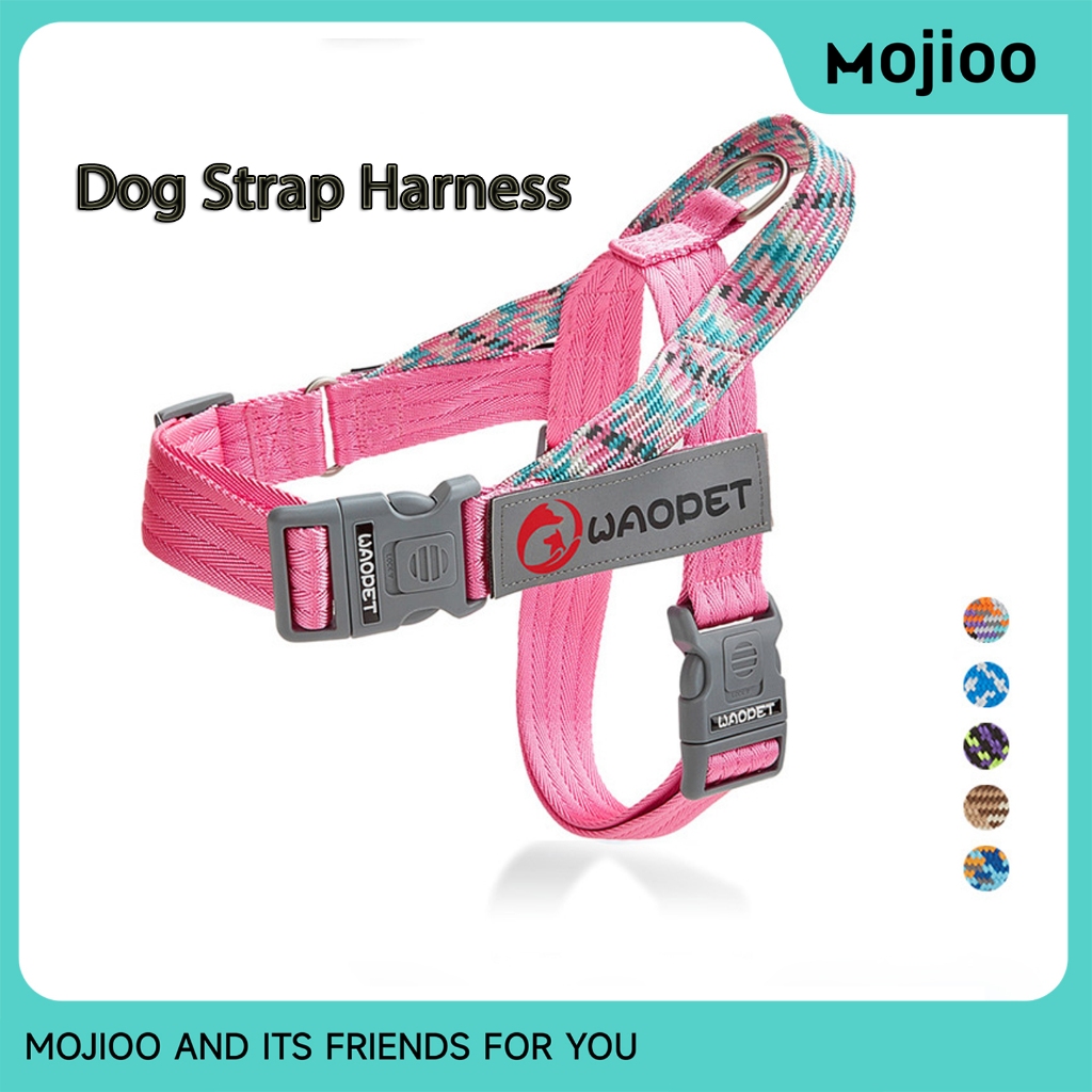 Mojioo สายรัดหน้าอกและสายจูง – การออกแบบรูปตัว Y แบบปรับได้สะท้อนแสงพร้อมแหวน D-Ring โลหะผสมสังกะสี – สายรัดสัตว์เลี้ยงที่ปลอดภัยและสบายสําหรับขนาดเล็กถึง