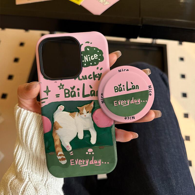 ภาพวาดสีน้ํามัน Mao รูปแบบ 2 ใน 1 ขาตั้งสําหรับ iPhone 11 12pro 13pro max 15pro 15promax 14promax 14 pro 16 pro max 16 plus 17 Air 17 pro 17 pro 17 pro max 2 ใน 1 กรณี – โปรปัง