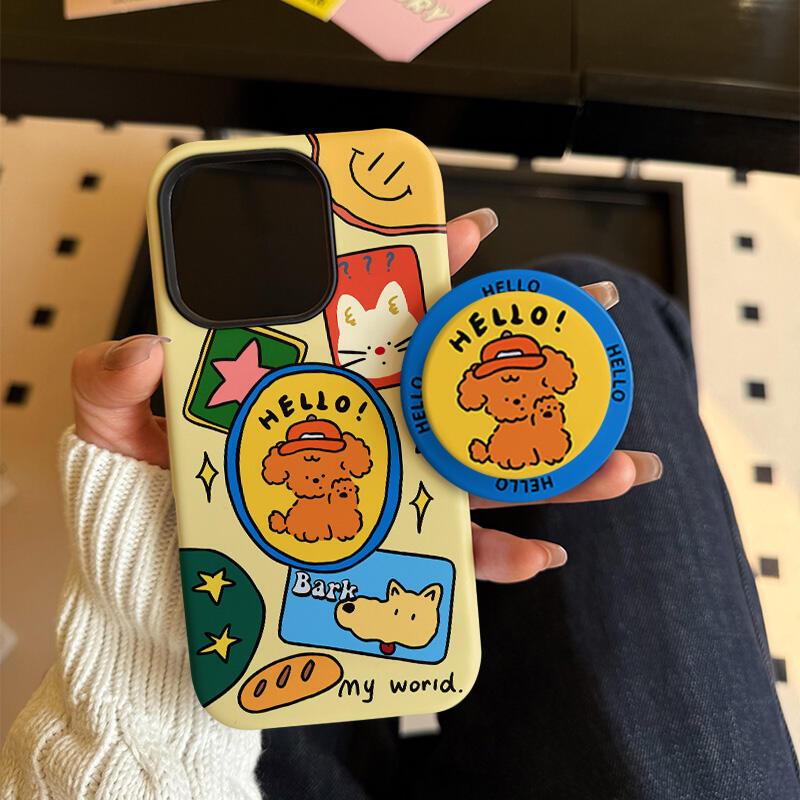 น่ารัก Teddy Puppy รูปแบบ 2 ใน 1 สําหรับ iPhone 11 12pro 13pro max 15pro 15promax 14promax 14 pro 16 pro max 16 plus 17 Air 17 pro 17 pro 17 pro max 2 in 1 case