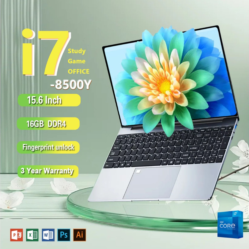 2025 แล็ปท็อปเดิมใหม่ Windows 11 15.6 นิ้วปลดล็อคลายนิ้วมือ Intel I7 8500Y 16GB DDR4 2TB SSD หน้าจอ 