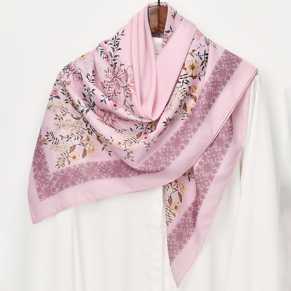 Laven 110*110 ซม.สแควร์ Voile Bawal ดอกไม้พิมพ์ Hijab ผ้าคลุมไหล่เหนียวผ้าพันคอมุสลิมสแควร์ Bawal - ภาพย่อย 5