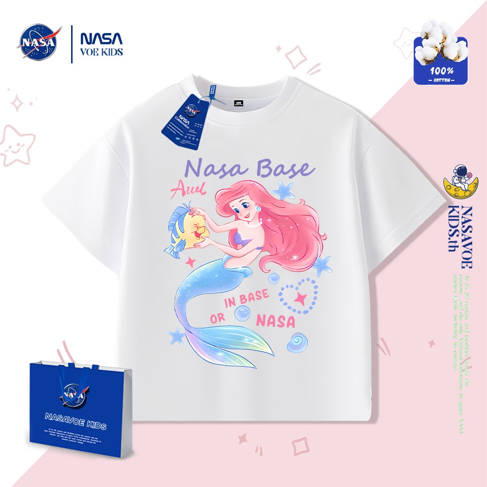 พร้อมส่งภายใน 24 ชม. NASAVOEBABY เสื้อยืดสำหรับเด็กผู้หญิง ลายการ์ตูน แขนสั้น ผ้านุ่มสบาย
