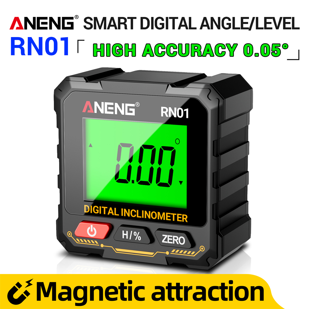 หลายหน่วย ANENG RN01 เครื่องวัดมุมดิจิตอลแม่เหล็กเครื่องวัดมุม 360 องศา