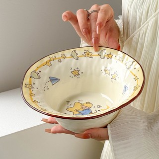 🍋7.8‘’ Cartoon ceramic instant noodles bowl | Cute thicker soup bowl | Big salad bowl | Fruit bowl | Ramen bowl