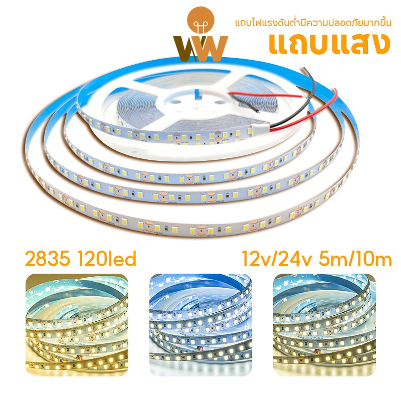 WOW 12v/24v แถบไฟแรงดันต่ำ 2835 5m/10m ม้วนทั้งหมด ป้องกันไฟฟ้าช็อต ติดตั้งด้วยตนเองฟรี บ้าน / วิศวก