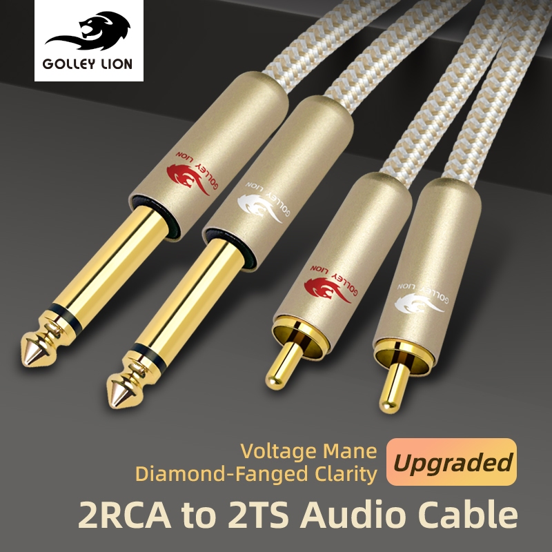 GOLLEY LION อัพเกรด 2 x 6.35 มม.ถึง 2RCA Cable,Dual 1/4 นิ้ว TS Jack Male to 2 RCA Male Audio Cable Splitter Adapter