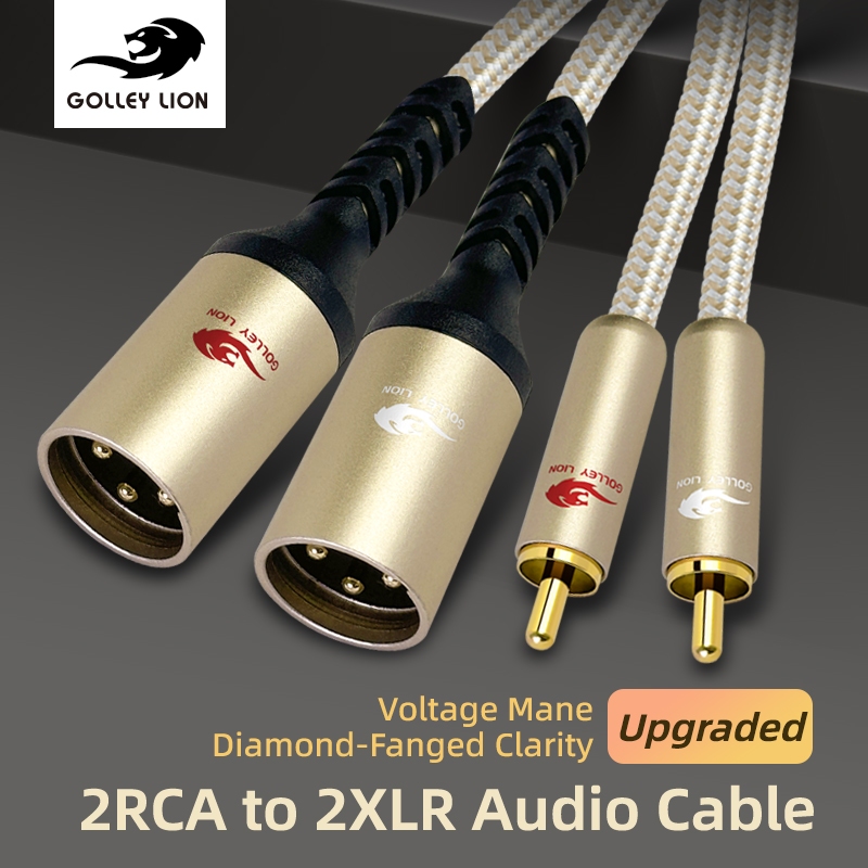 GOLLEY LION อัพเกรด Dual RCA to XLR ชายสาย, 2 XLR ถึง 2 RCA Phono Plug HiFi สเตอริโอการเชื่อมต่อเสียงไมโครโฟนสายสายไฟ