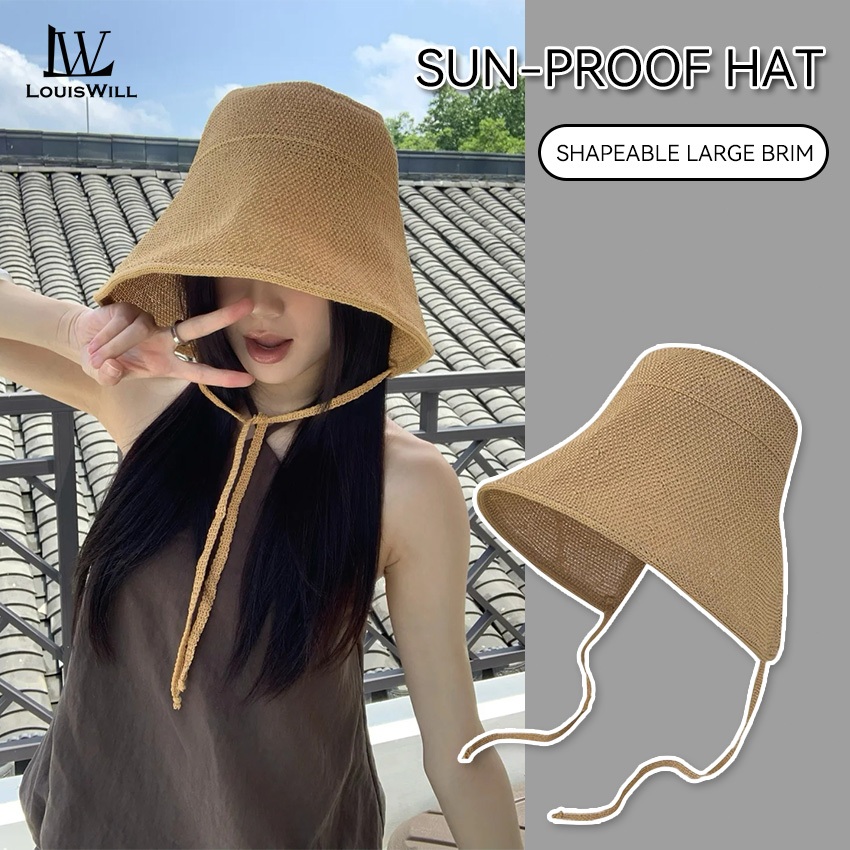 หมวกฟางหลุยส์วิลล์สำหรับผู้หญิง สวมใส่งานวันอาทิตย์หรือชายหาด ออกแบบพับได้ พกพาสะดวก ปกป้องจากรังสี UV