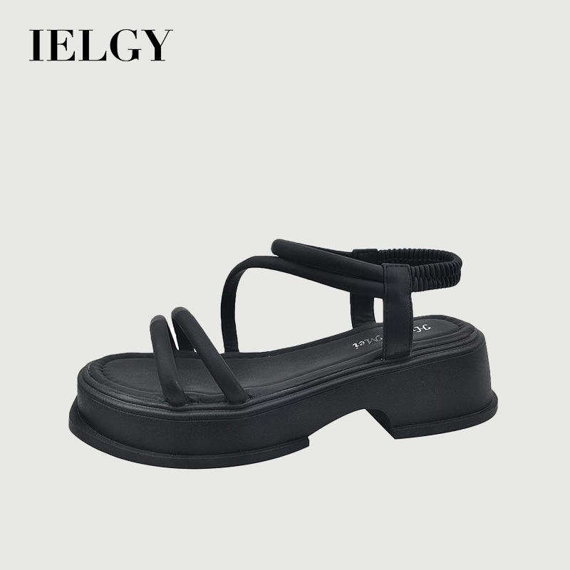 IELGY ใหม่สายรัดตรงข้ามโรมันรองเท้าแตะผู้หญิงฤดูร้อนอเนกประสงค์แพลตฟอร์มแต่เพียงผู้เดียว
