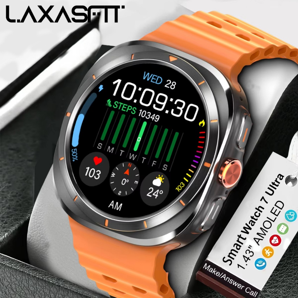 LAXASFIT 2025 นาฬิกาใหม่ 7 สมาร์ทวอท์ชผู้ชายบลูทูธโทรการโทรด้วยเสียงหลายฟังก์ชั่นกีฬาใช้ได้กับ Android IOS