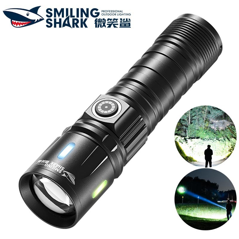 SmilingShark SD5247 ไฟฉาย led M60 6000lm คบเพลิง ซุปเปอร์ไบรท์ ซูมได้ ประเภท-C 3 โหมด ด้วยแถบฟลูออเรสเซนต์ กันน้ำสำหรับครัวเรือนเดินป่าตั้งแคมป์กลางแจ้ง