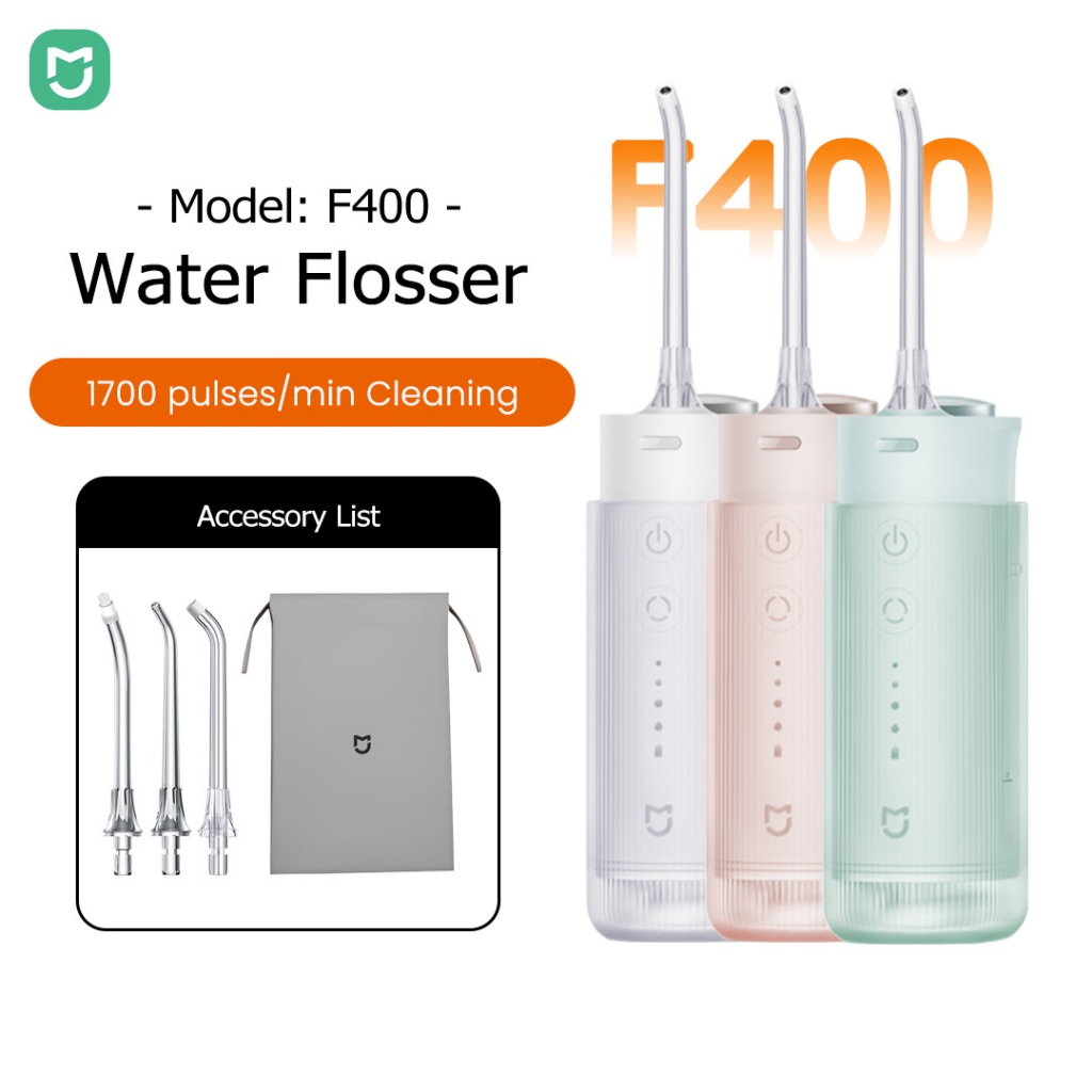 Xiaomi Mijia F400 Flosser น้ําแบบพกพา 1700 พัลส์/นาทีทําความสะอาดฟันอย่างล้ําลึกและดูแลช่องปาก 99% ก