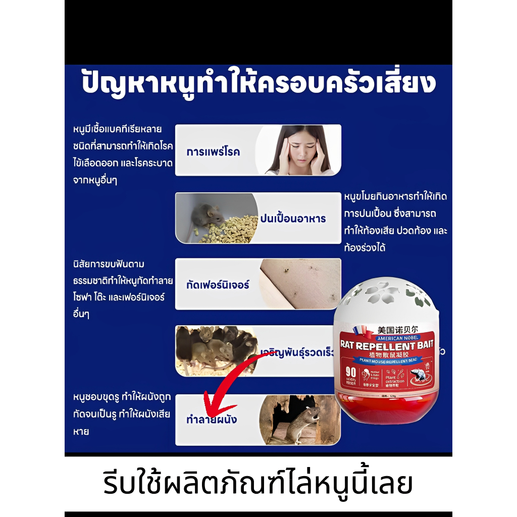หนูหายไปไม่มีร่องรอย เจลไล่หนู ที่ไล่หนู ก้อนไล่หนู อาทไล่หนู สูตรใหม่ ใช้งานสะดวก ไล่หนู ยาไล่หนู ยาหนู ราคา ถูกที่สุด ดีลบีเคเค แกลเลอรีภาพที่ 2