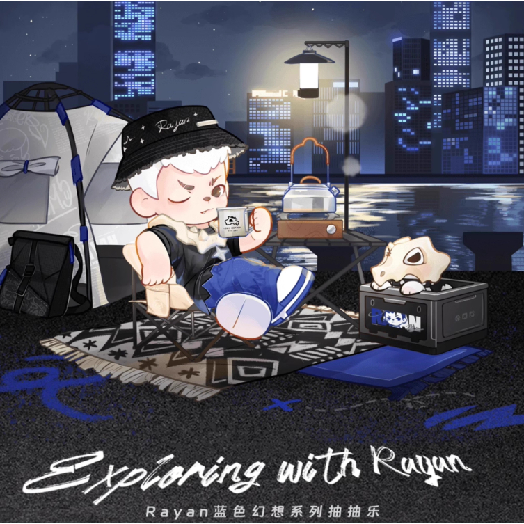 Rayan Blue Fantasy Series หูฟังกระเป๋าป้ายจอดรถกระเป๋าเป้สะพายหลัง