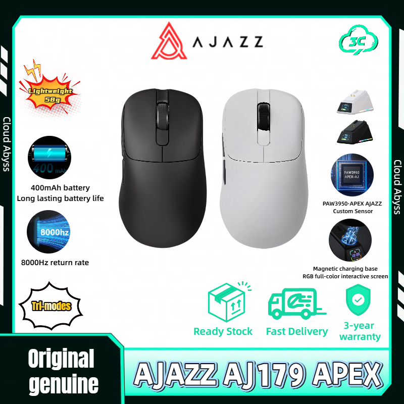 Ajazz AJ179 APEX เมาส์เกม Tri-Modes 3950 พร้อมฐานชาร์จ