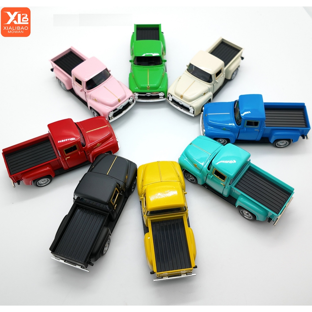 1/32 รถกระบะรถบรรทุกโลหะของเล่นวินเทจสีแดงมินิเดสก์ท็อปตกแต่งเด็กเด็กคริสต์มาสปีใหม่ของเล่นของขวัญโฮมออฟฟิศตกแต่ง