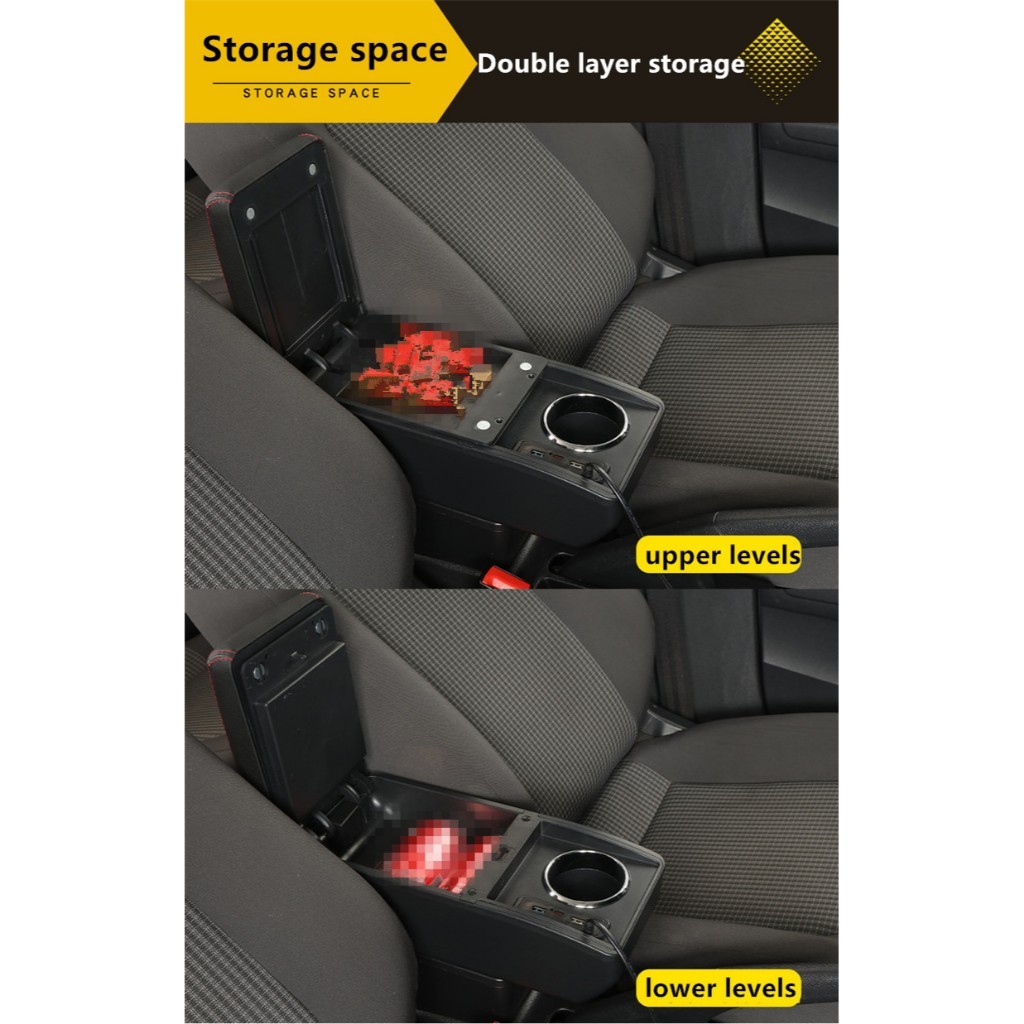 ตกแต่งบ้าน Toyota avanza กล่องเก็บของที่เท้าแขนคอนโซลกลาง ปรับระดับได้ พร้อมที่วางแขน พอร์ต USB พรีเมี่ยม สําหรับ Toyota Avanza ส่งด่วน สั่งเลย