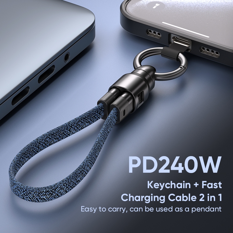 เชือกเส้นเล็กข้อมือ PD3.1 240W ใหม่, สายเคเบิลข้อมูลชาร์จเร็ว Type-C ถึง Type-C, 27W PD ถึง L-ightning