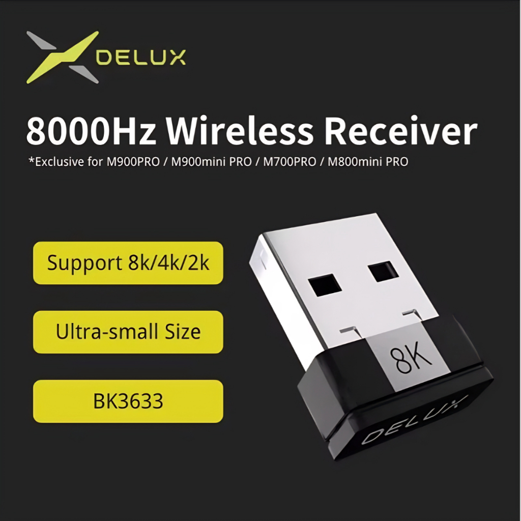 Delux 8K/4K ตัวรับสัญญาณ Nordic BK gaming mouse Receiver ใช้งานร่วมกับ M500pro/M700pro/M800pro/M900p