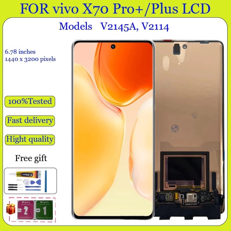 TFT สําหรับ Vivo X70 Pro+ LCD X70 Pro Plus เปลี่ยนหน้าจอสัมผัส LCD