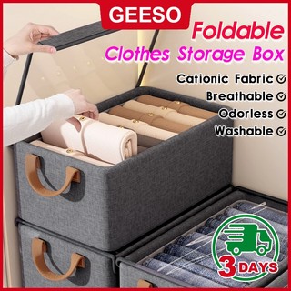 GEESO Foldable Clothes Storage Box With Lid Clothes Organizer Kotak Baju Storage Kotak Simpan Baju 衣服收纳盒 阳离子收纳盒