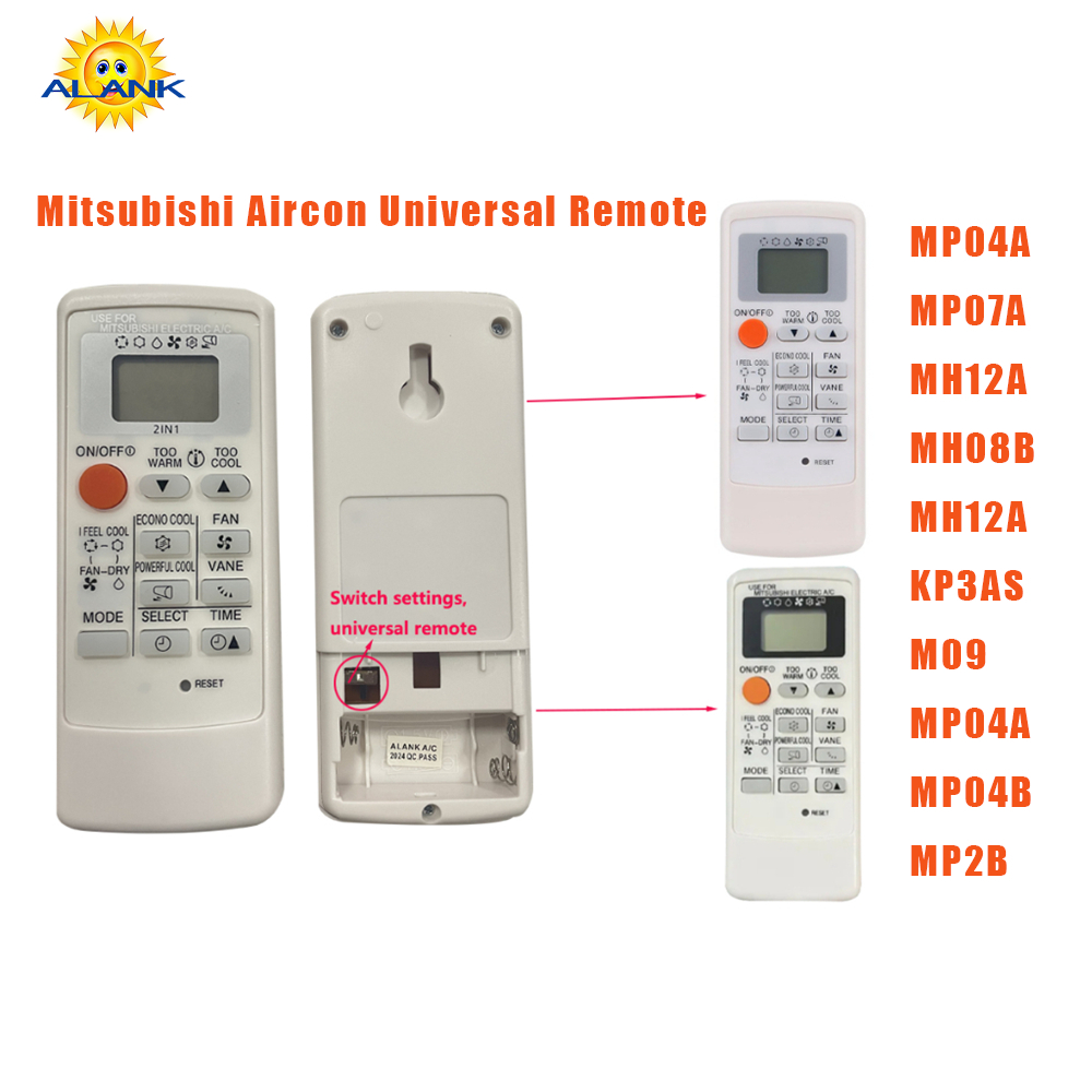 ALANK รีโมทควบคุมอเนกประสงค์ สำหรับแอร์มิตซูบิชิ (รองรับแบบแยกส่วน)FOR MP04A MP07A MH08B MH12A KP3AS