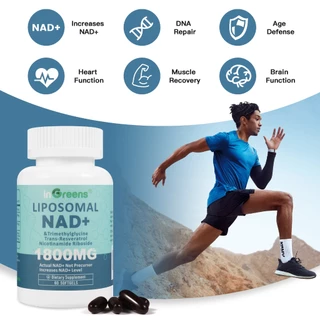 InGreens อาหารเสริม NAD+ 1800 มก. & อาหารเสริม NMNH ขนาด 500 มก.,120 ซอฟท์เจล,การดูดซึมที่เหนือกว่า,DNA Repair,Boost NAD