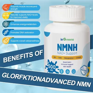 InGreens อาหารเสริม NAD+ 1800 มก. & อาหารเสริม NMNH ขนาด 500 มก.,120 ซอฟท์เจล,การดูดซึมที่เหนือกว่า,DNA Repair,Boost NAD