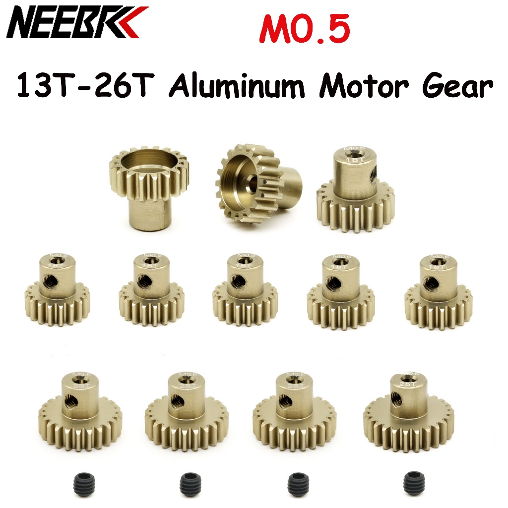 M0.5 อลูมิเนียม Pinion เกียร์ 13T-26T 16T 18T 20T 24T 0.5M 2 มม.สําหรับ 1/28 1/24 RC Mini รถ 2WD Bug