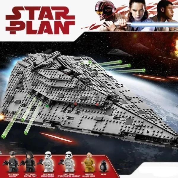 1416PCS Star Wars J-Starship 75190 เรือรบอวกาศขนาดใหญ่ยานอวกาศรุ่น Boy Building Block ของเล่น