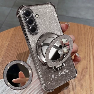 ใหม่เติมกระจกผู้ถือที่กําหนดเองชื่อเคสโทรศัพท์สําหรับ Samsung Galaxy A57 A56 5G A55 A37 A36 A26 5G ปลอก