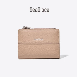 Seagloca กระเป๋าสตางค์สั้นสีทึบหญิงใหม่พับกระเป๋าสตางค์ Niche Design กระเป๋าสตางค์ขนาดเล็กสําหรับผู้หญิงไม่มี 1851