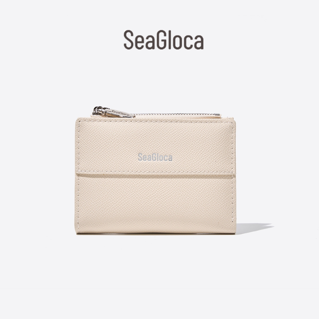 Seagloca กระเป๋าสตางค์สั้นสีทึบหญิงใหม่พับกระเป๋าสตางค์ Niche Design กระเป๋าสตางค์ขนาดเล็กสําหรับผู้หญิงไม่มี 1851