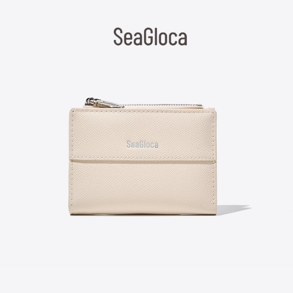 Seagloca กระเป๋าสตางค์สั้นสีทึบหญิงใหม่พับกระเป๋าสตางค์ Niche Design กระเป๋าสตางค์ขนาดเล็กสําหรับผู้หญิงไม่มี 1851