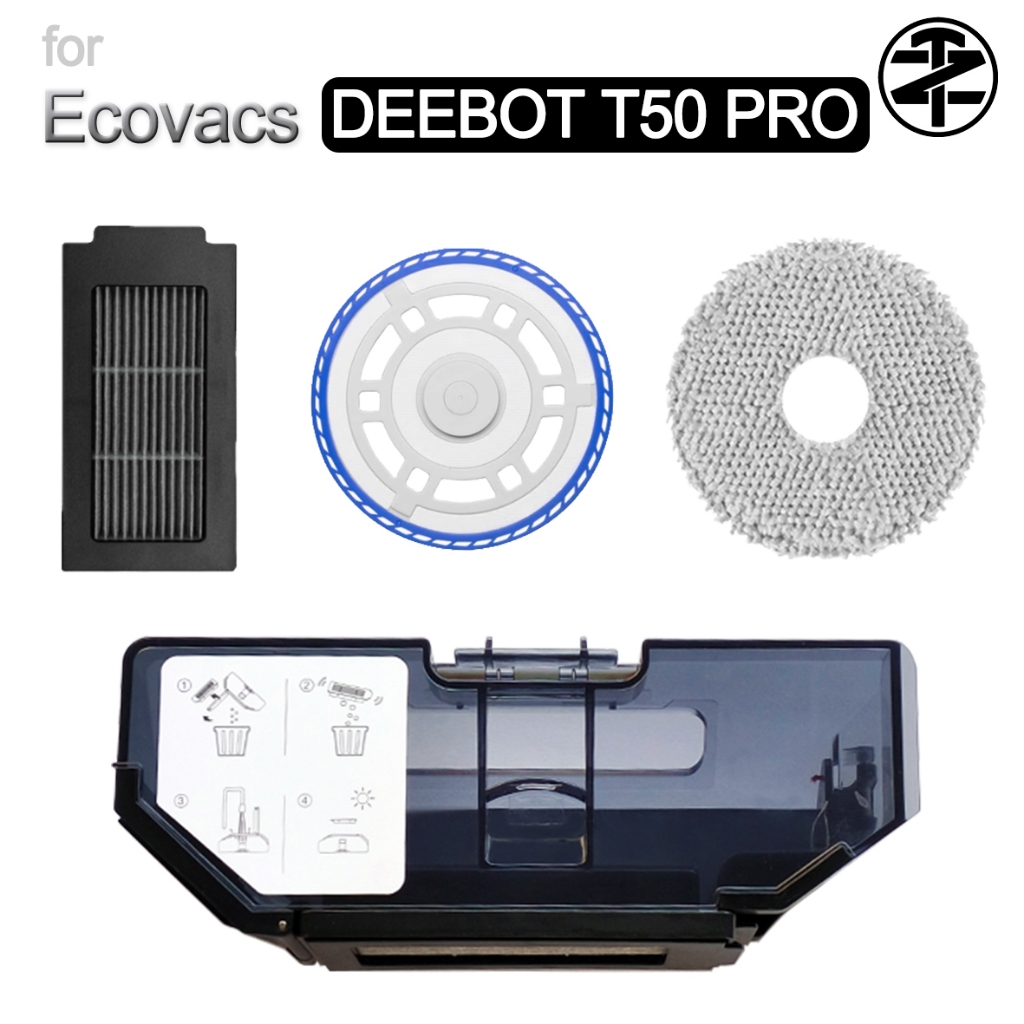 อุปกรณ์เสริม Ecovacs Deebot T50 Pro Omni / T50 Pro / T50: ฟิลเตอร์,ตัวยึดม็อบ,กล่องฝุ่น,แผ่นซับ