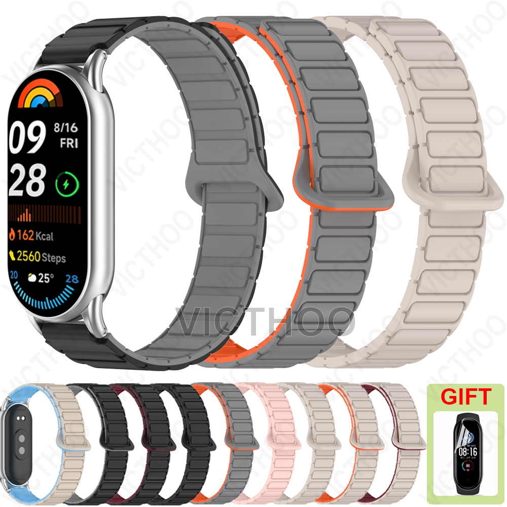 สายรัดนาฬิกาซิลิโคนสายรัดหายใจสำหรับ Xiaomi Mi Band 10 9 8 / Xiaomi Smart Band  10 9 8