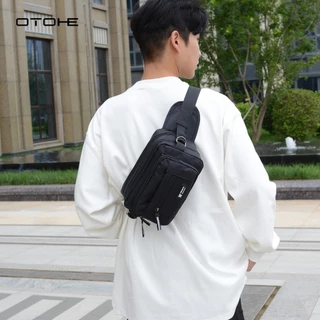 OTOHE ผู้ชายเอวกระเป๋ากระเป๋าสะพายแฟชั่นข้ามร่างกายกระเป๋าฟอร์ดกันน้ําหลายชั้นความจุขนาดใหญ่ที่เดินทางมาพักผ่อนถนนกร